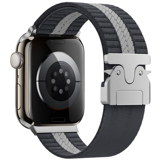 For Apple Watch 46mm / 49mm / 45mm / 44mm Parachute Buckle Braided Nylon Watch Band(Grey White)