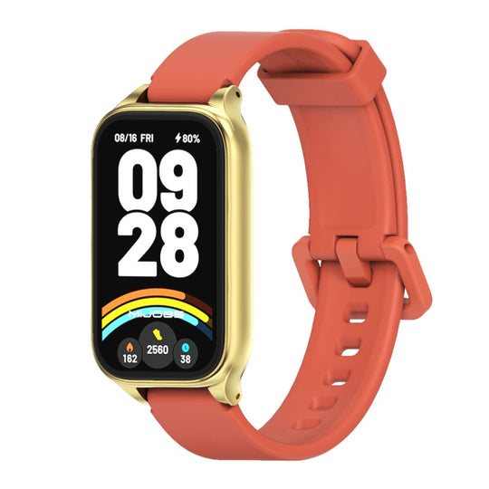 For Xiaomi Smart Band 9 Active / Redmi Band 3 Mijobs Metal Shell Silicone Watch Band(Orange Gold)