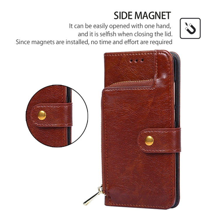 For Samsung Galaxy S25 5G Zipper Bag Leather Phone Case(Brown) by buy2fix