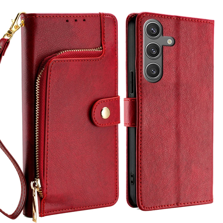 For Samsung Galaxy S25 5G Zipper Bag Leather Phone Case(Red) by buy2fix