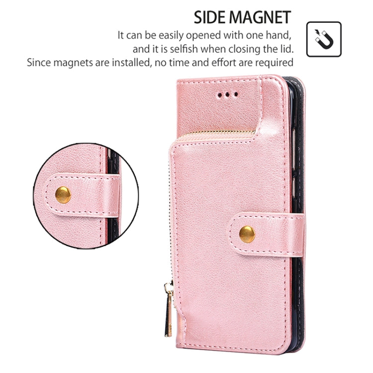 For Samsung Galaxy S25+ 5G Zipper Bag Leather Phone Case(Rose Gold) by buy2fix