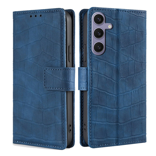 For Samsung Galaxy S25+ 5G Skin Feel Crocodile Magnetic Clasp Leather Phone Case(Blue) by buy2fix