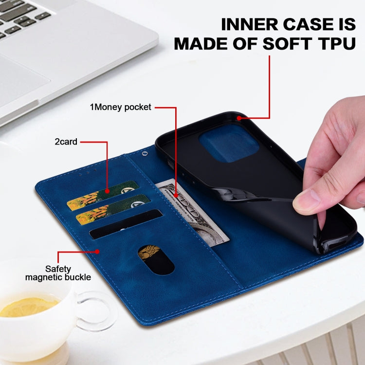 For Samsung Galaxy S25 Ultra 5G Lace Floral Embossed Magnetic Buckle PU Phone Case With Wrist Strap(Blue) by buy2fix