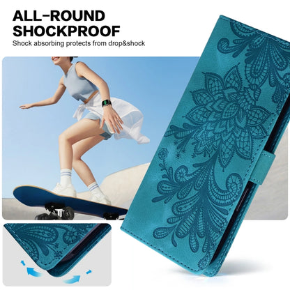 For Samsung Galaxy S25+ 5G Lace Floral Embossed Magnetic Buckle PU Phone Case With Wrist Strap(Green) by buy2fix