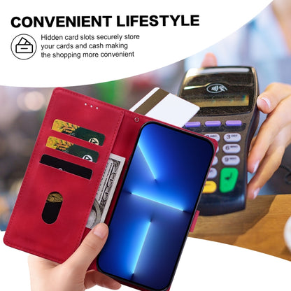 For Samsung Galaxy S25 5G Lace Floral Embossed Magnetic Buckle PU Phone Case With Wrist Strap(Red) by buy2fix