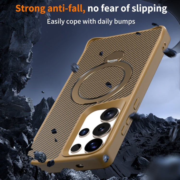 For Samsung Galaxy S25+ / S24+ 5G Carbon Fiber Texture 360 MagSafe Holder Phone Case(Black) by buy2fix