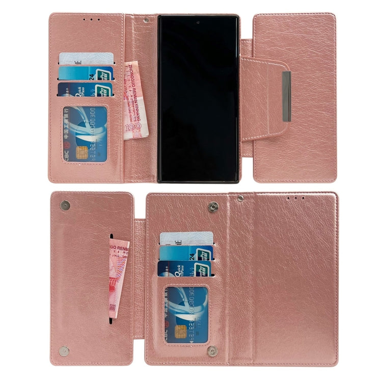 For Samsung Galaxy S25 Ultra 5G Multifunctional 7-Card Wallet Leather Phone Case(Rose Gold) by buy2fix
