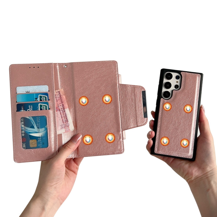 For Samsung Galaxy S25 Ultra 5G Multifunctional 7-Card Wallet Leather Phone Case(Rose Gold) by buy2fix