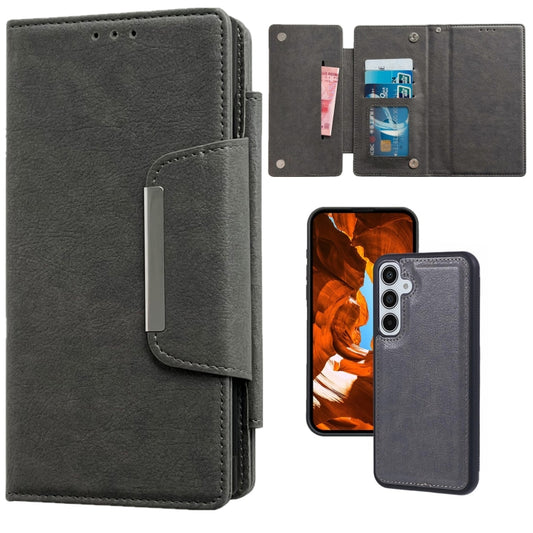 For Samsung Galaxy S25+ 5G Multifunctional 7-Card Wallet Leather Phone Case(Grey) by buy2fix