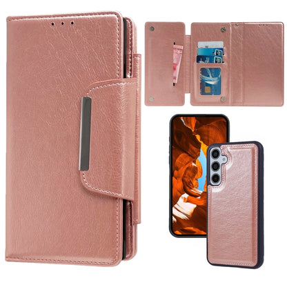 For Samsung Galaxy S25+ 5G Multifunctional 7-Card Wallet Leather Phone Case(Rose Gold) by buy2fix