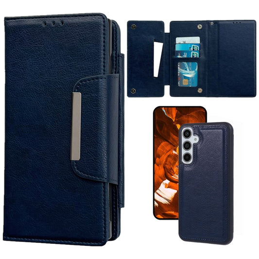 For Samsung Galaxy S25+ 5G Multifunctional 7-Card Wallet Leather Phone Case(Royal Blue) by buy2fix