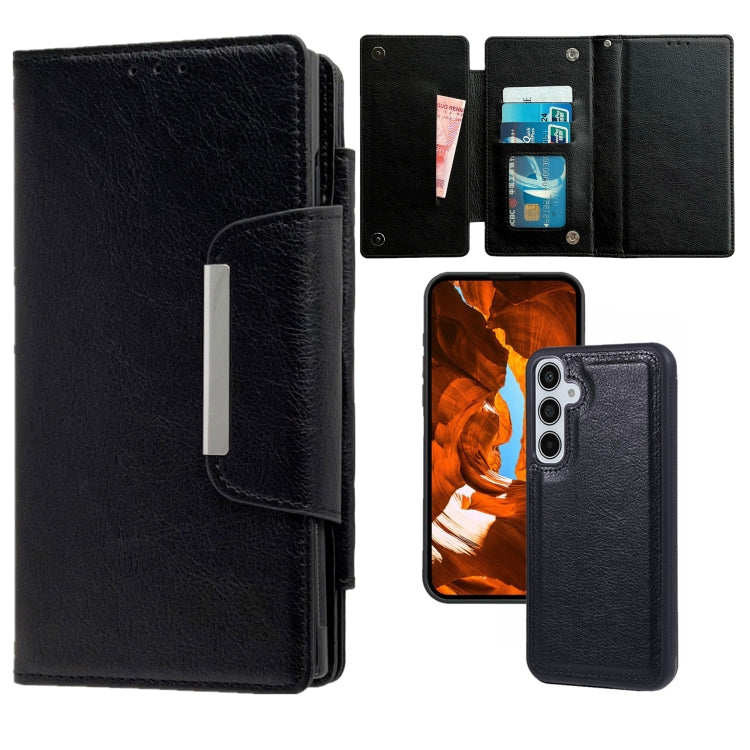 For Samsung Galaxy S25 5G Multifunctional 7-Card Wallet Leather Phone Case(Black) by buy2fix