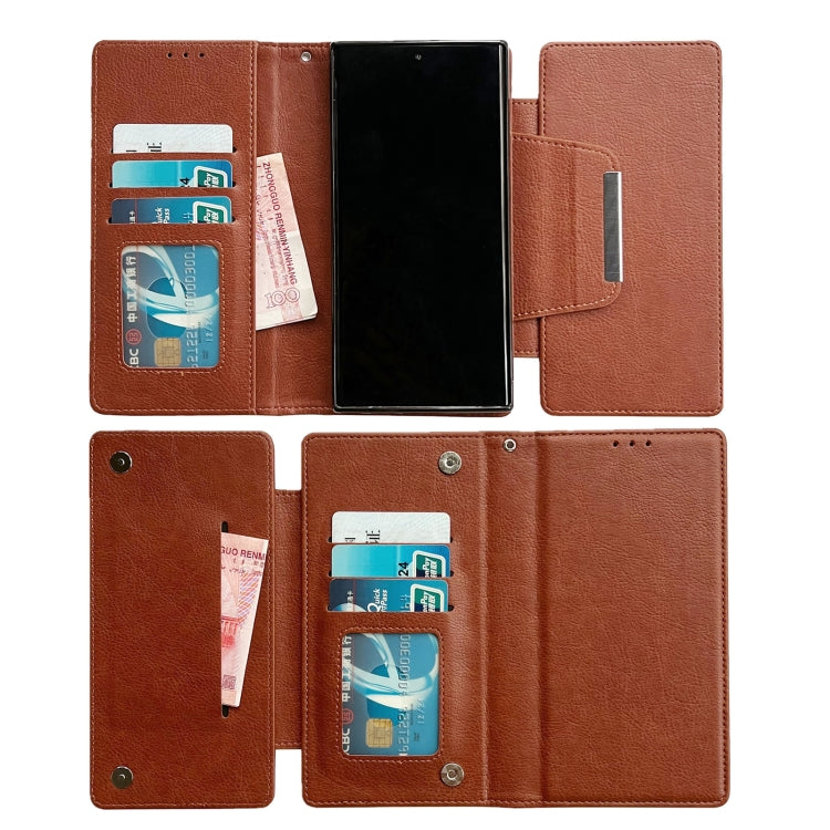 For Samsung Galaxy S25 5G Multifunctional 7-Card Wallet Leather Phone Case(Brown) by buy2fix
