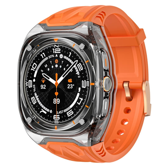 For Galaxy Watch Ultra2 2026 / 2025 / 1 2024 Modified PC Hybrid TPU Watch Case Band(Orange Clear Black)