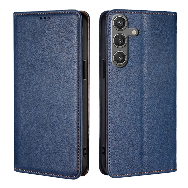 For Samsung Galaxy S25 5G Gloss Oil Solid Color Magnetic Leather Phone Case(Blue) by buy2fix