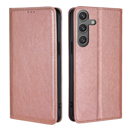 For Samsung Galaxy S25 5G Gloss Oil Solid Color Magnetic Leather Phone Case(Rose Gold) by buy2fix