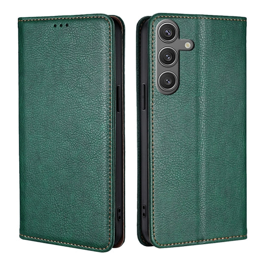 For Samsung Galaxy S25 5G Gloss Oil Solid Color Magnetic Leather Phone Case(Green) by buy2fix