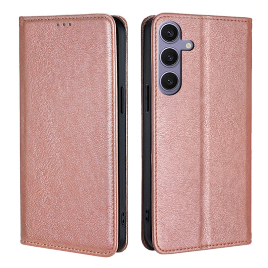 For Samsung Galaxy S25+ 5G Gloss Oil Solid Color Magnetic Leather Phone Case(Rose Gold) by buy2fix