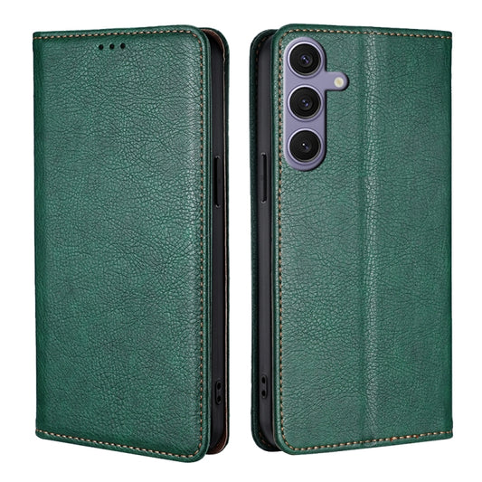 For Samsung Galaxy S25+ 5G Gloss Oil Solid Color Magnetic Leather Phone Case(Green) by buy2fix