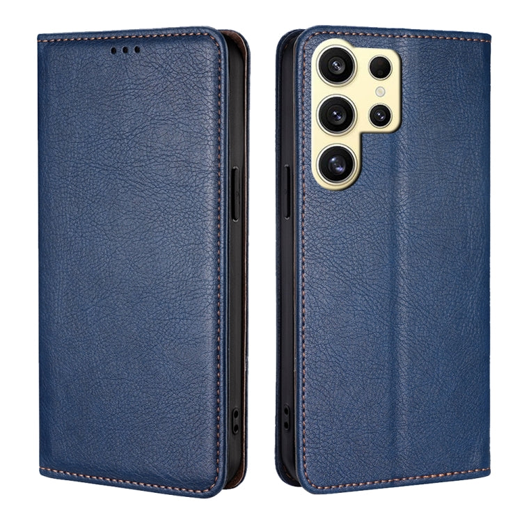 For Samsung Galaxy S25 Ultra 5G Gloss Oil Solid Color Magnetic Leather Phone Case(Blue) by buy2fix