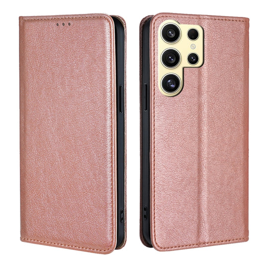 For Samsung Galaxy S25 Ultra 5G Gloss Oil Solid Color Magnetic Leather Phone Case(Rose Gold) by buy2fix