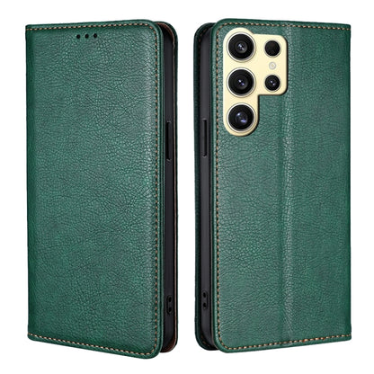 For Samsung Galaxy S25 Ultra 5G Gloss Oil Solid Color Magnetic Leather Phone Case(Green) by buy2fix
