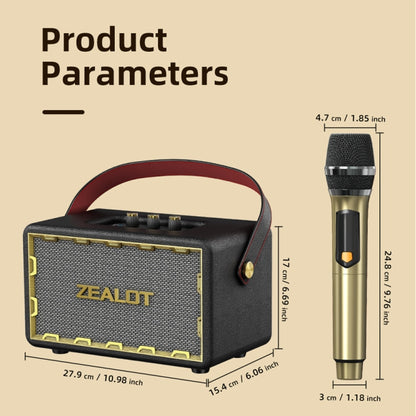 Zealot MT01M Retro Card Portable Wireless Bluetooth Speaker with Dual Microphones(Black) - Desktop Speaker by ZEALOT | Online Shopping UK | buy2fix