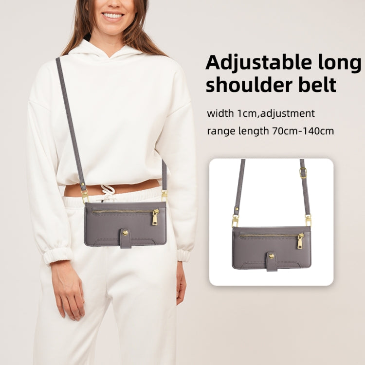 For Samsung Galaxy S25 5G Sheep Texture Cross-body Zipper Wallet Leather Phone Case(Grey) by buy2fix