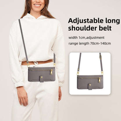 For Samsung Galaxy S25 5G Sheep Texture Cross-body Zipper Wallet Leather Phone Case(Grey) by buy2fix