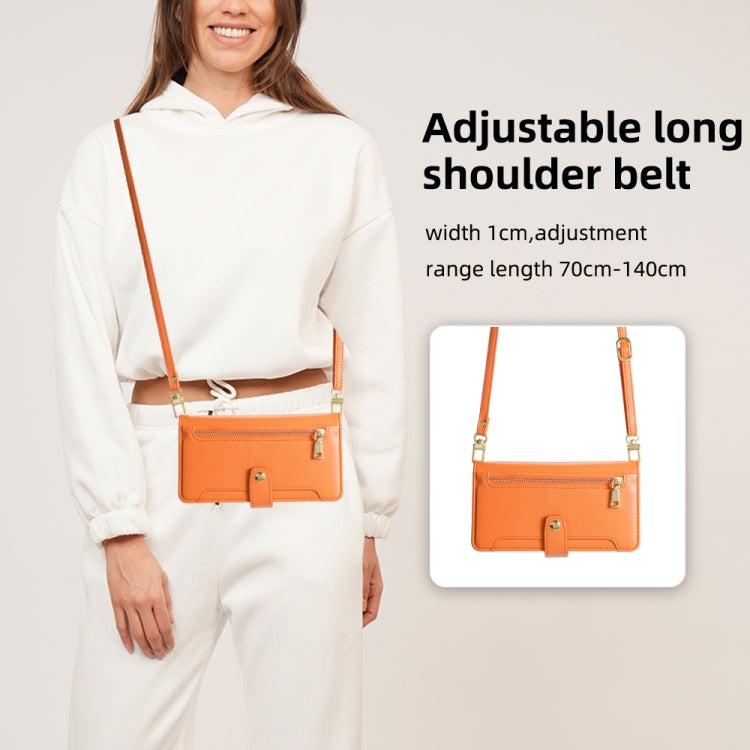 For Samsung Galaxy S25+ 5G Sheep Texture Cross-body Zipper Wallet Leather Phone Case(Orange) by buy2fix
