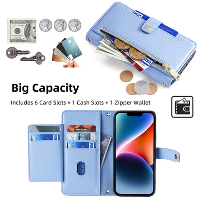 For Samsung Galaxy S25+ 5G Sheep Texture Cross-body Zipper Wallet Leather Phone Case(Blue) by buy2fix