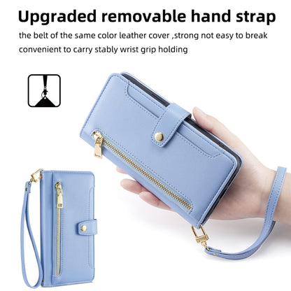 For Samsung Galaxy S25+ 5G Sheep Texture Cross-body Zipper Wallet Leather Phone Case(Blue) by buy2fix
