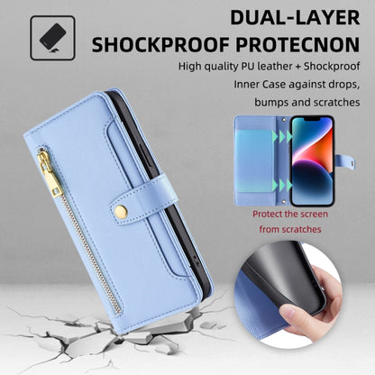 For Samsung Galaxy S25+ 5G Sheep Texture Cross-body Zipper Wallet Leather Phone Case(Blue) by buy2fix