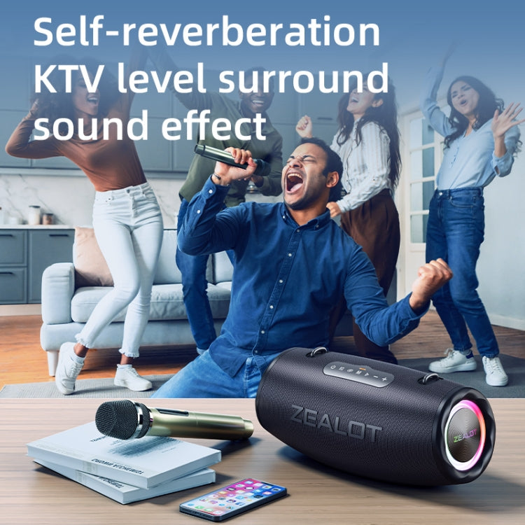 Zealot S87M 80W Portable Outdoor RGB Bluetooth Speaker with Dual Microphones(Black) - Waterproof Speaker by ZEALOT | Online Shopping UK | buy2fix