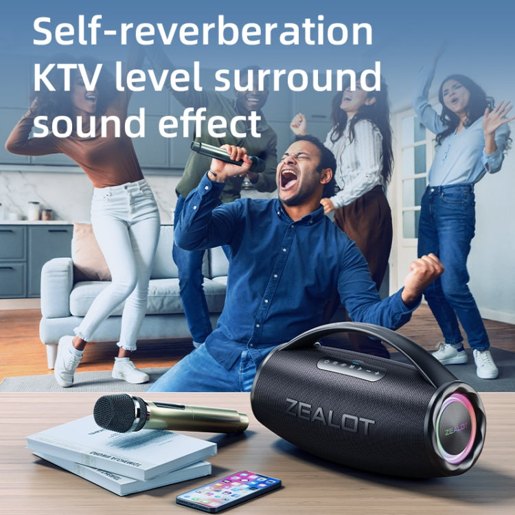 Zealot S97M 80W Outdoor Portable RGB Bluetooth Speaker with Microphone(Black) - Waterproof Speaker by ZEALOT | Online Shopping UK | buy2fix