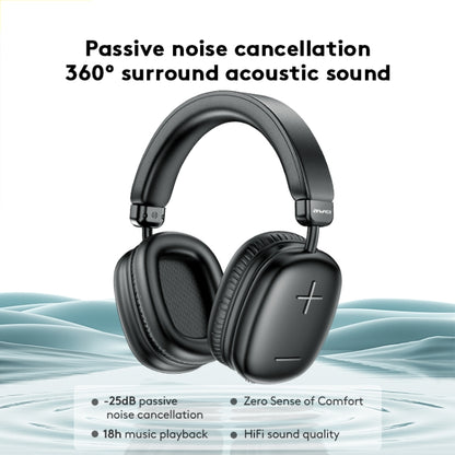 awei AT6 Wireless Bluetooth V5.4 Hi-Fi Stereo Headphones(Black) - Headset & Headphone by awei | Online Shopping UK | buy2fix
