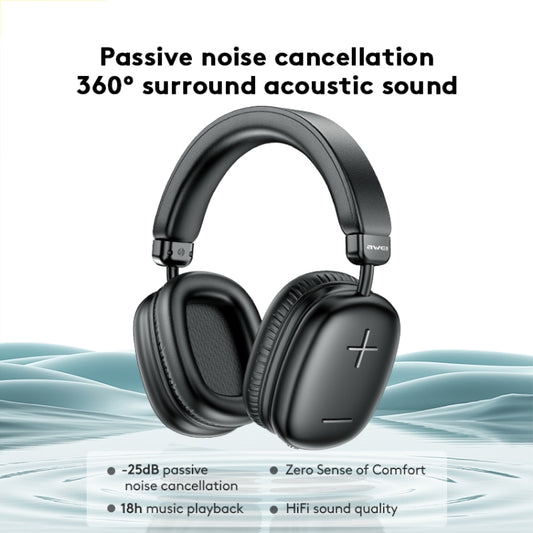 awei AT6 Wireless Bluetooth V5.4 Hi-Fi Stereo Headphones(Black) - Headset & Headphone by awei | Online Shopping UK | buy2fix