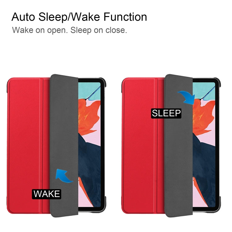 For iPad Air 11 2024 / 2022 / 2020 10.9 Custer Texture Horizontal Flip Leather Case with Three-folding Holder & Sleep / Wake-up Function(Red) by buy2fix