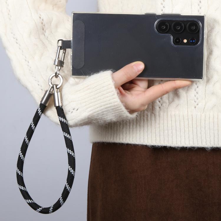 Pearl Silver Metal Buckle Phone Wrist Strap Phone Short Lanyard(Black Green) - Lanyards & Wrist Straps by buy2fix | Online Shopping UK | buy2fix