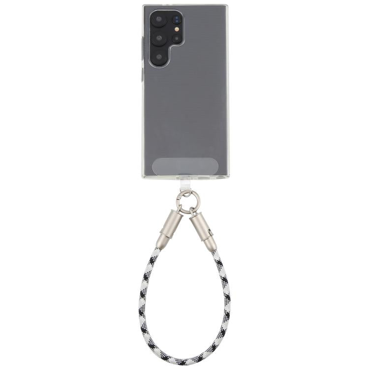 Type-C to Type-C Data Charging Cable Wrist Strap Phone Short Lanyard(Black White Cross) - Lanyards & Wrist Straps by buy2fix | Online Shopping UK | buy2fix