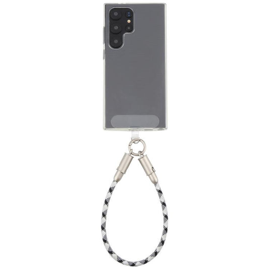 Type-C to Type-C Data Charging Cable Wrist Strap Phone Short Lanyard(Black White Cross) - Lanyards & Wrist Straps by buy2fix | Online Shopping UK | buy2fix