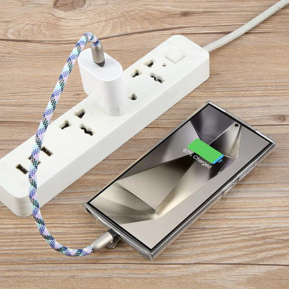 Type-C to Type-C Data Charging Cable Wrist Strap Phone Short Lanyard(Blue Red White) - Lanyards & Wrist Straps by buy2fix | Online Shopping UK | buy2fix