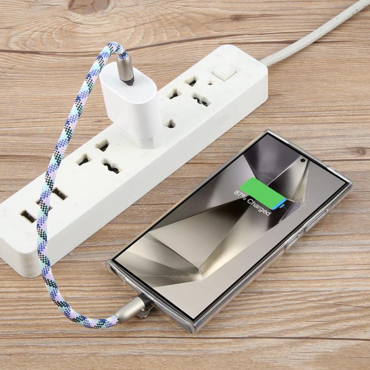 Type-C to Type-C Data Charging Cable Wrist Strap Phone Short Lanyard(Blue Green Purple White) - Lanyards & Wrist Straps by buy2fix | Online Shopping UK | buy2fix