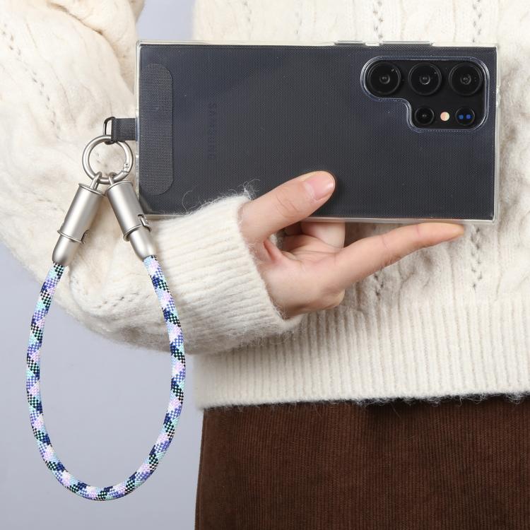 Type-C to Type-C Data Charging Cable Wrist Strap Phone Short Lanyard(Blue Red White) - Lanyards & Wrist Straps by buy2fix | Online Shopping UK | buy2fix