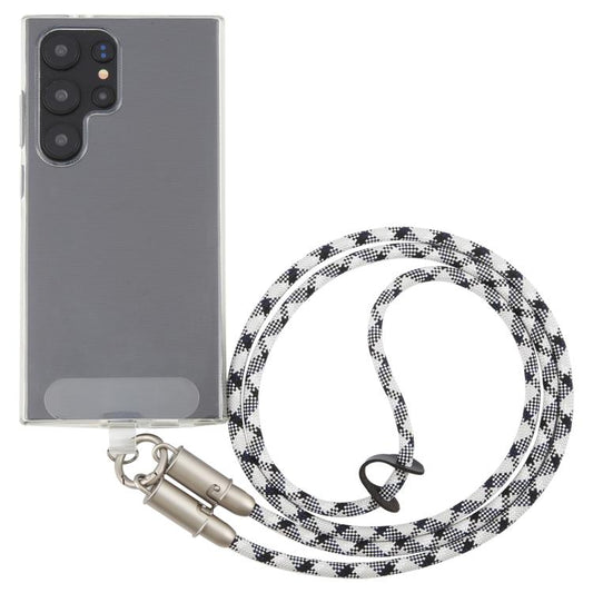 Type-C to Type-C Silicone Data Charging Cable Crossbody Phone Long Lanyard(Black White) - Lanyards & Wrist Straps by buy2fix | Online Shopping UK | buy2fix