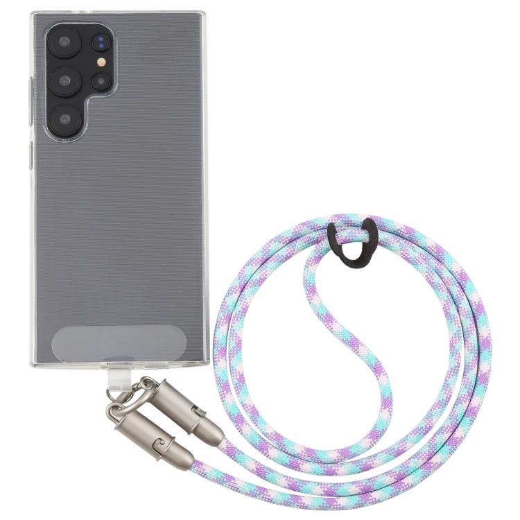 Type-C to Type-C Silicone Data Charging Cable Crossbody Phone Long Lanyard(Green Purple White) - Lanyards & Wrist Straps by buy2fix | Online Shopping UK | buy2fix