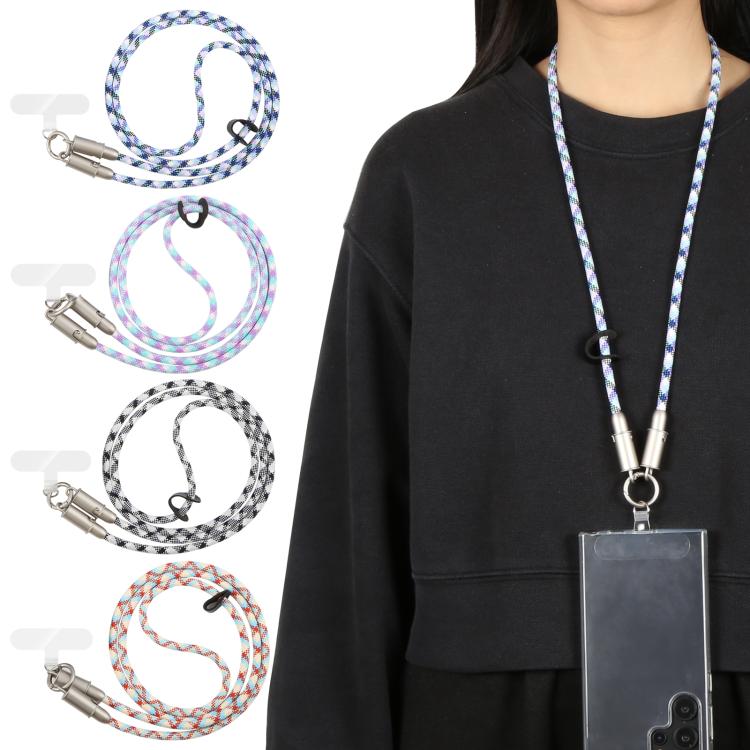 Type-C to Type-C Silicone Data Charging Cable Crossbody Phone Long Lanyard(Black White) - Lanyards & Wrist Straps by buy2fix | Online Shopping UK | buy2fix