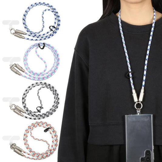 Type-C to Type-C Silicone Data Charging Cable Crossbody Phone Long Lanyard(Black White) - Lanyards & Wrist Straps by buy2fix | Online Shopping UK | buy2fix