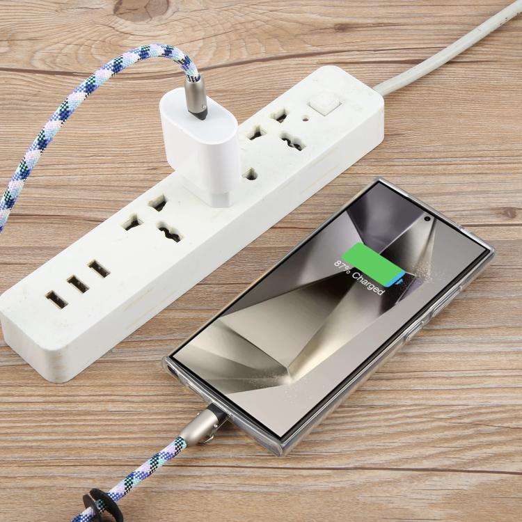 Type-C to Type-C Silicone Data Charging Cable Crossbody Phone Long Lanyard(Black White) - Lanyards & Wrist Straps by buy2fix | Online Shopping UK | buy2fix