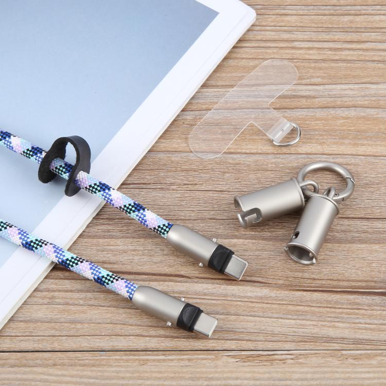 Type-C to Type-C Silicone Data Charging Cable Crossbody Phone Long Lanyard(Blue Green Purple White) - Lanyards & Wrist Straps by buy2fix | Online Shopping UK | buy2fix